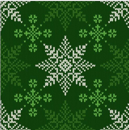 113149-57 $16.90/yd Sweater Weather in greens, white on Evergreen background