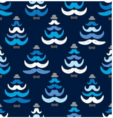 113165-57 $16.90/yd Colourful fun Christmas Trees in blue tones on Navy