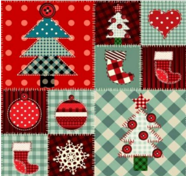 113182-57 $16.90/yd Christmas patchwork multi coloured