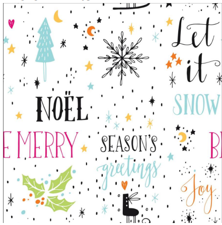 113194-57 $16.90/yd Christmas Greetings on White