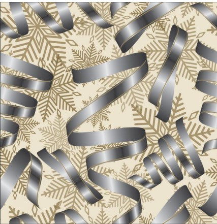 122173-57 $17.45/yd Christmas gold and silver on cream