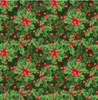 122178-57 $16.90/yd Christmas green and red on black