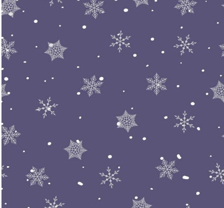 123068-57 $17.45/yd Christmas silver snowflakes on blue
