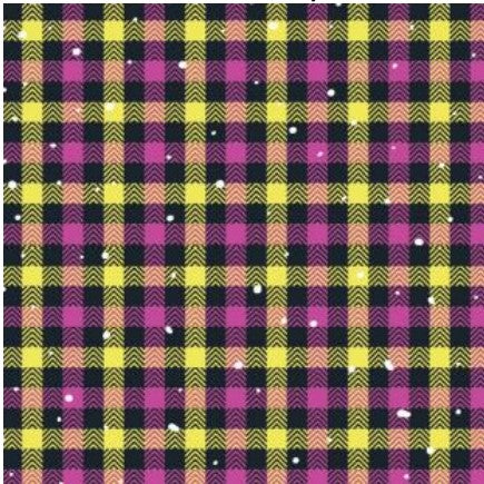 123075-57 $16.90/yd Christmas Purple, black and yellow plaid