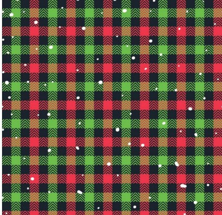 123077-57 $16.90/yd Christmas green, red and black plaid