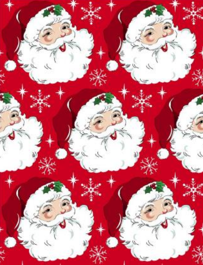 131155 $17.697/yd (Only 2 3/4yds left)  Delightful Santa Clause for Christmas