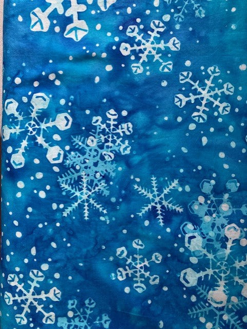2523-603 $20.50/yd Hoffman Bali Batik Snowflakes on Blue tone background