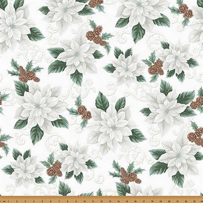 27776-3 $21.50/yd Christmas Splendor White and Silver