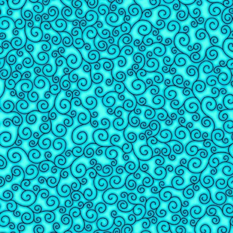 29525-Q $20.50/yd Seashell Mystique Teal background Navy swirls