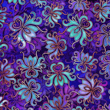 29536-V $20.50/yd Purple, blue and teal and tones