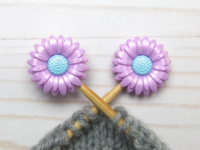 Purple Flower Stitch Stoppers for your knitting. $9.00/set Choose 1 yard to get 1 set