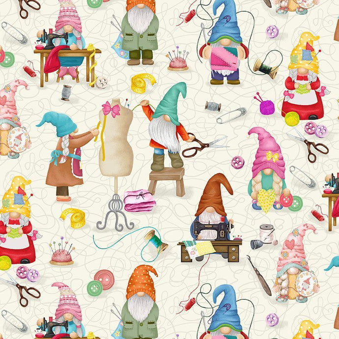 CD2484 $20.50YD  Sewing Gnomes