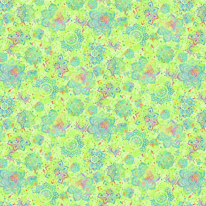 CD2841-GRN $20.50/yd Prism mini medallions on lime green