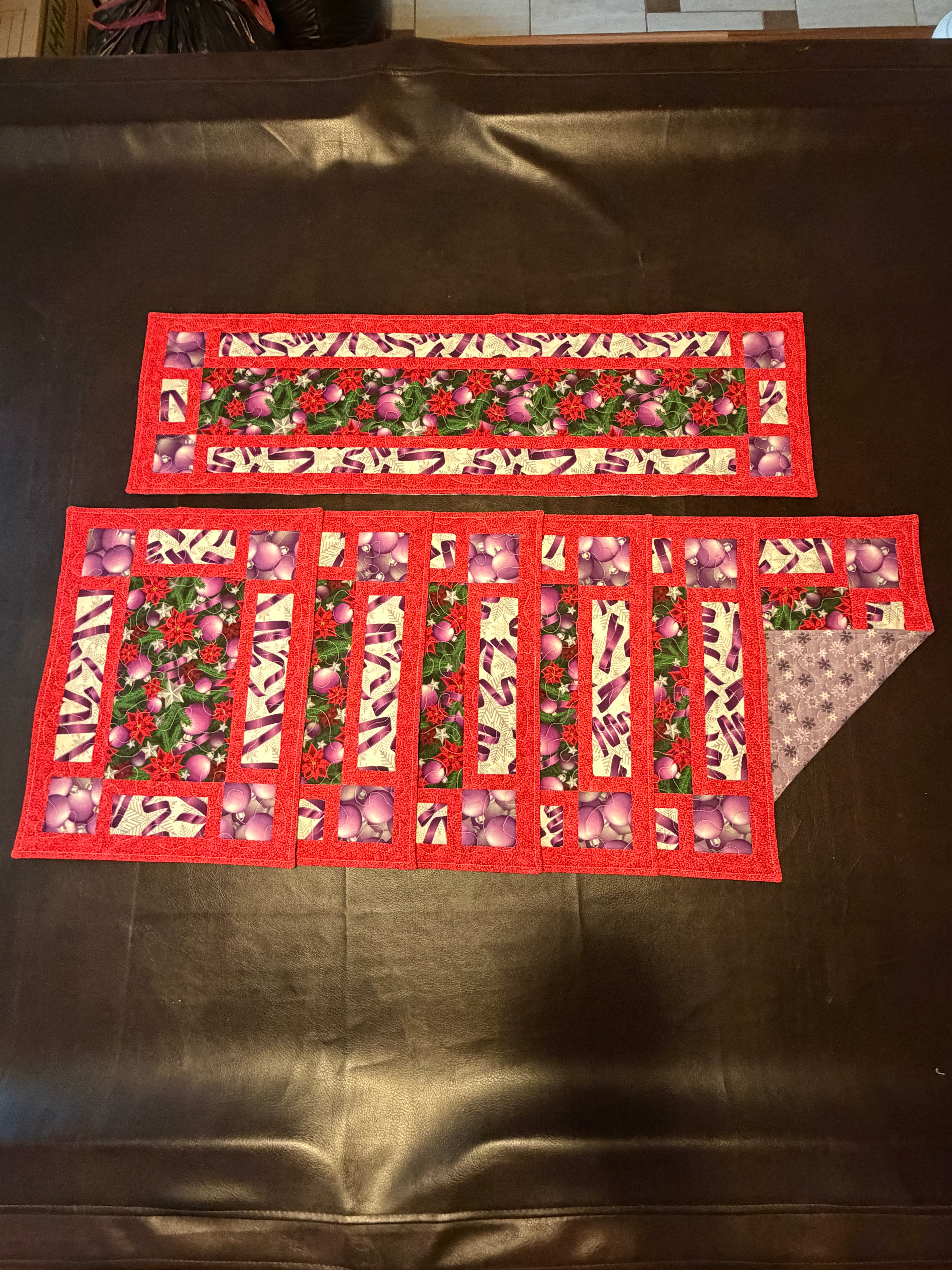 PM-07 $129.99 for 7 piece Set. 6 quilted placemats and 1 quilted table runner in the set.
