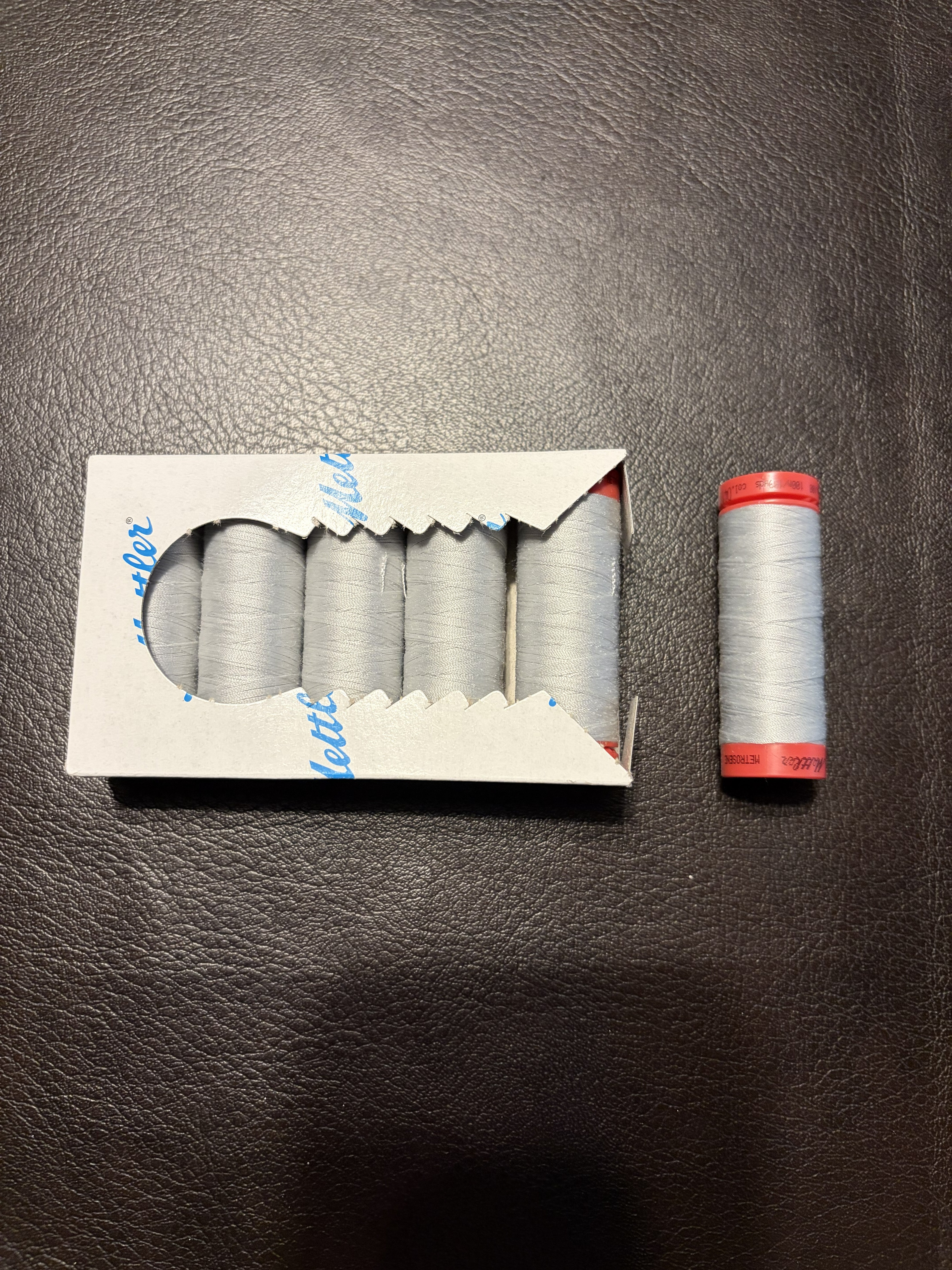 T-0411- Mettler Thread $13.60 for 5 spools of polyester piecing thread, Mystik Grey colour