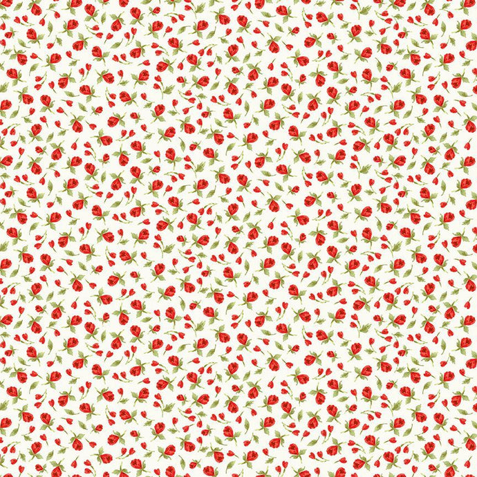 2207-CRM $20.50/yd Tiny red roses on Cream