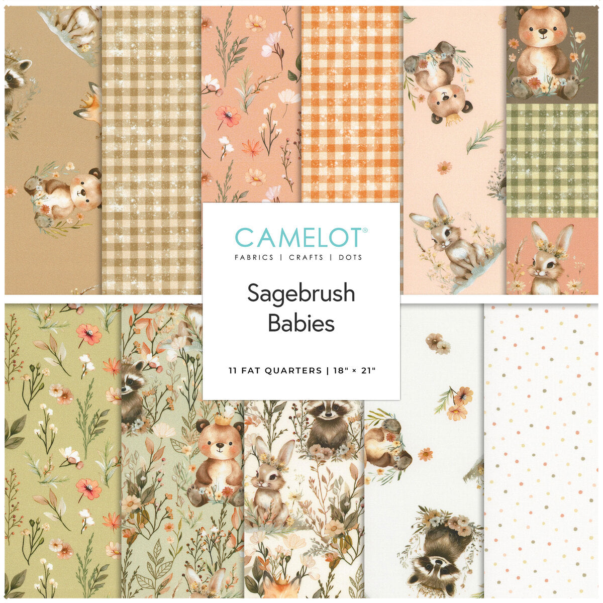 FQ-50206F $40.50 for 11 Fat Quarters of the Sagebrush Babies bundle