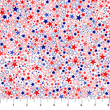 10184-11 $12.95/yd Red & Blue on White