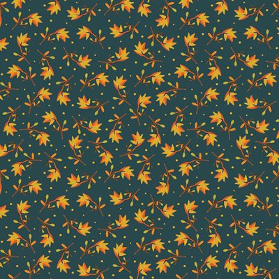 13014-84 $18.45/YD Orange on dark green background