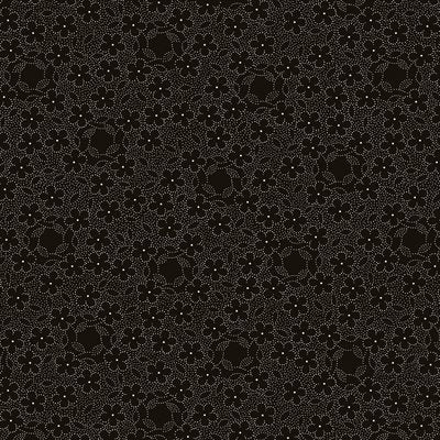 13560P-13 $18.45/YD Black with silver outlined flowers on it