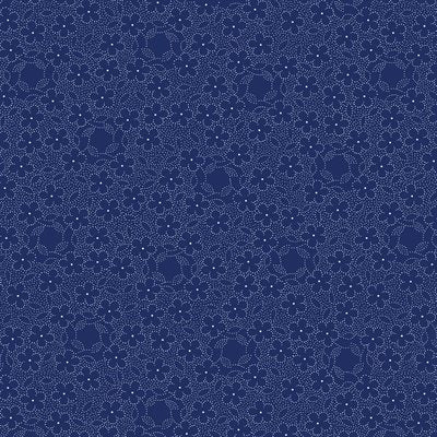 13560P-50 $18.45/YD Navy with silver flowers outlined on it