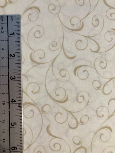 21173-14 $17.95/yd Golden swirls on Natural