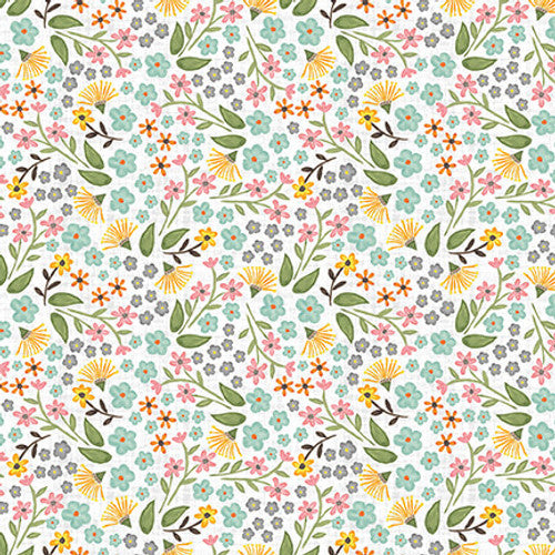 2407-70 $18.95/yd flowers and leaves on white