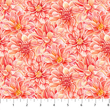 24923-54 $16.95 Morning Blossom Coral and orange tone flowers