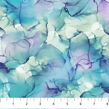 24987-44 $16.50/yd (Only 1 1/2 yds left) Whale Song  light blue, purple, green tones
