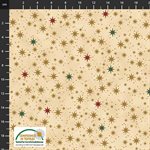 4598-206 $16.95/yd Red, Gold, Blue Stars on Pale Gold background