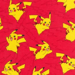 74439-3 $18.45/yd (Only 3 1/2 yds left )Yellow Pokemon Flannel in Red
