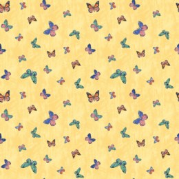 A9863-YEL $18.95/yd Colourful butterflies on yellow