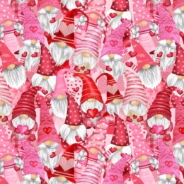 CD1708 $19.90/YD GNOMES FOR VALENTINES, pinks and reds so beautiful!