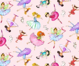 ES1832-PNK $19.90/YD COLOURFUL LITTLE BALLERINAS ON PINK