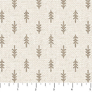 24685-11 $18.45/yd Warm & Cozy Flannel Fabric Evergreens on Taupe