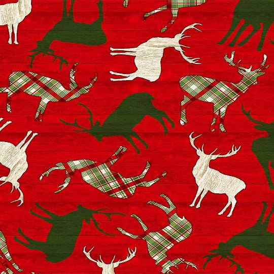 C8656-RED  $16.65/yd Comfort & Joy Tossed Reindeers on red